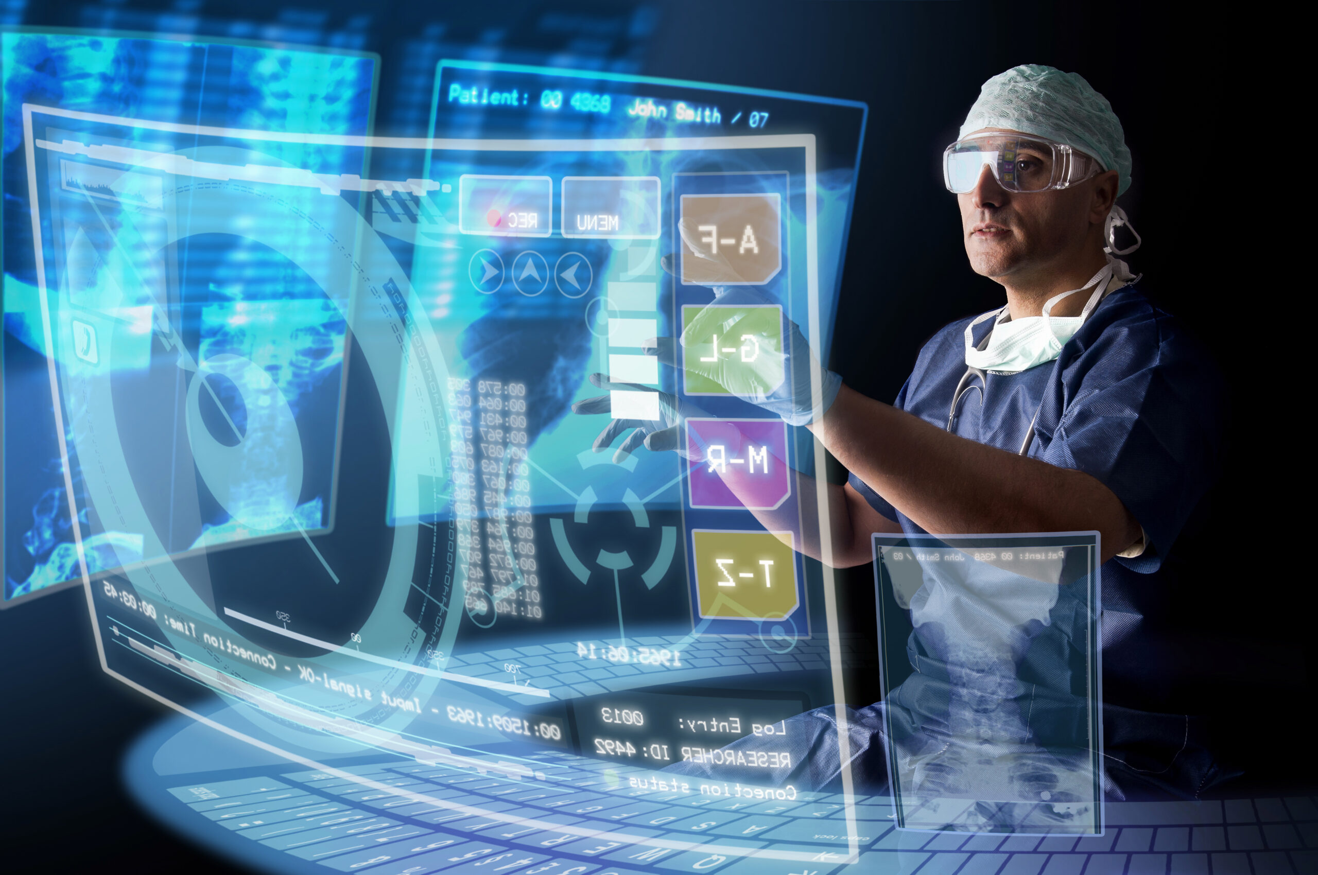 Surgeon using futuristic Screen